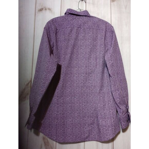 Kenneth Cole Reaction Shirt Men's 16.5‎ Purple Paisley Button Front Long Sleeve - Picture 2 of 9